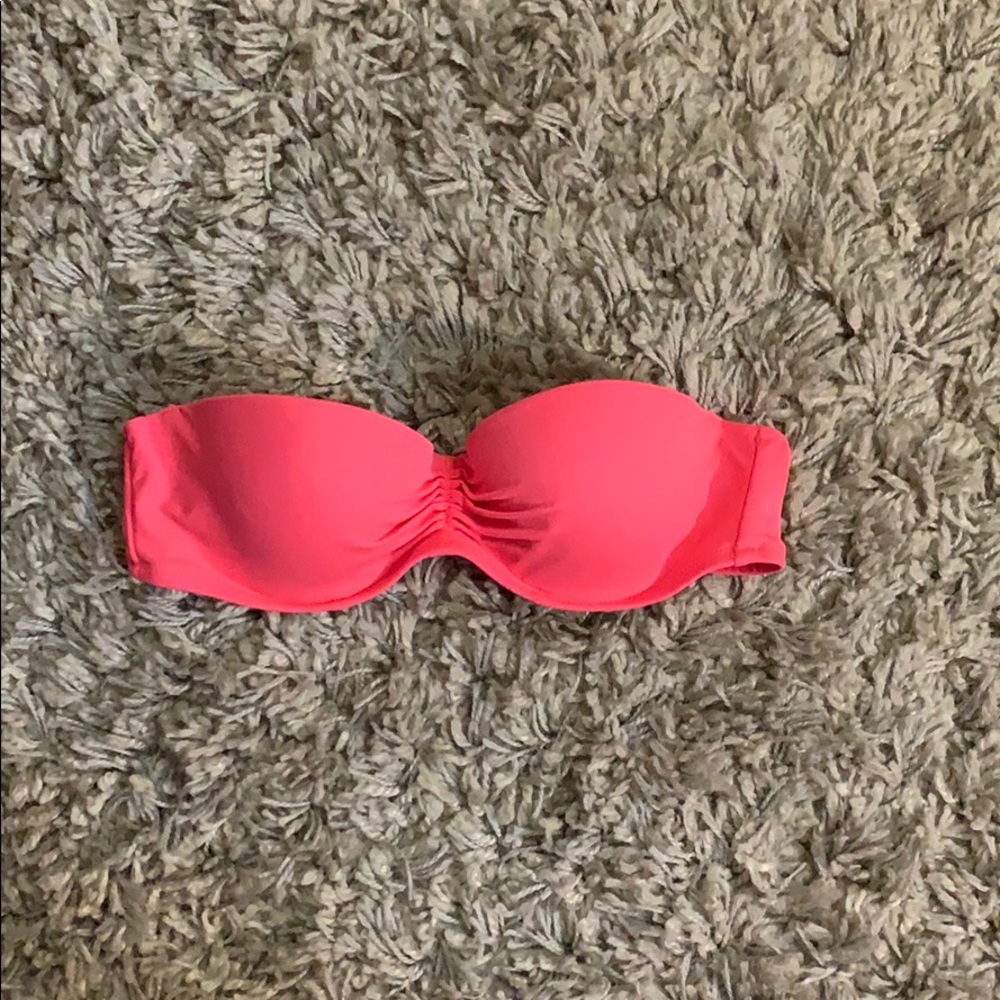 Coral pink VS strapless bikini top